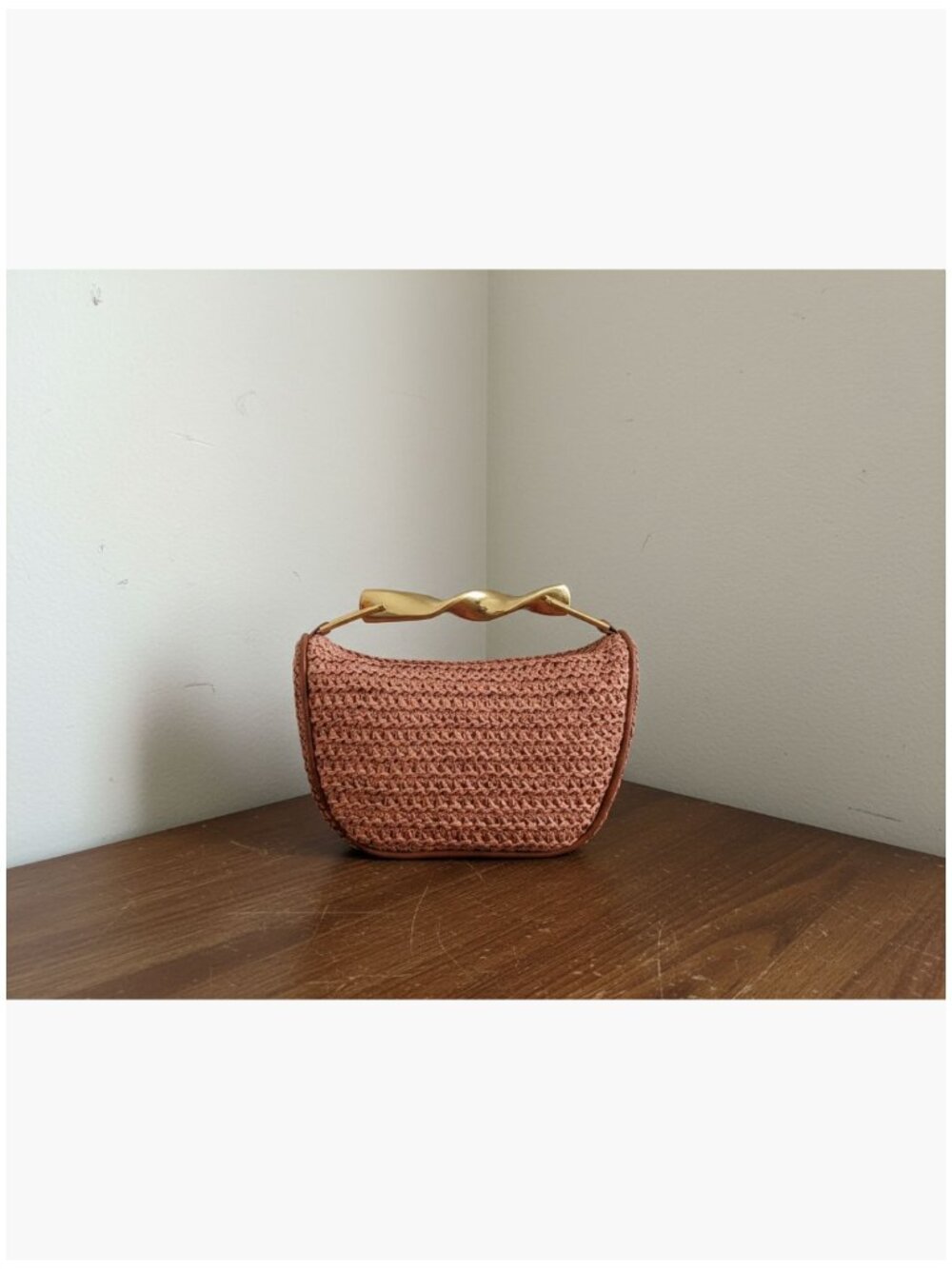 Handwoven Straw Evening Clutch Crossbody Bag with Zipper